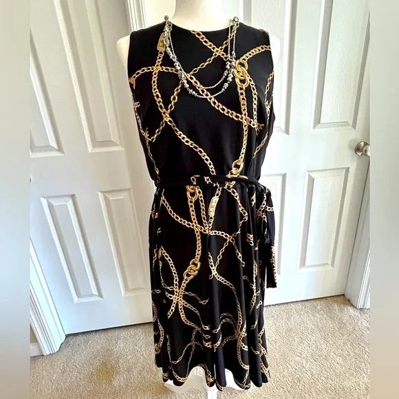 green emerald velvet dress Black and Gold Adult Chest Stripe Dress XX-Large